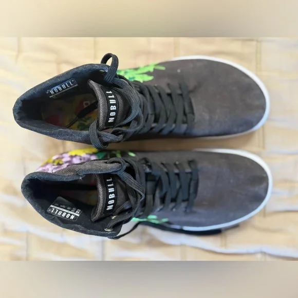 NOBULL Superblossom Embroidered Floral Hi-Top Trainer Shoes Size 10 - Picture 6 of 9